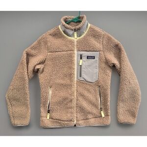 Patagonia Womens Classic Retro-X Fleece Jacket Sz S Beige Sherpa Full Zip 23074